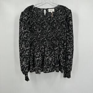 Johnny Becca Womens Top Size‎ L Smocked Floral Cottagecore Peasant Romantic Boho